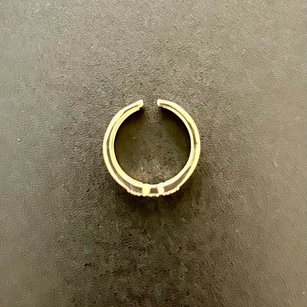 H Orange and Gold Plated Ring w/Rhinestones - Picture 3 of 4